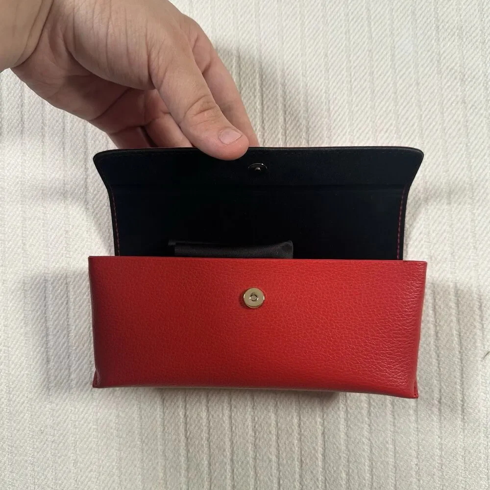 GUESS Red Faux Leather Eyeglasses Sunglasses Semi Hard Case